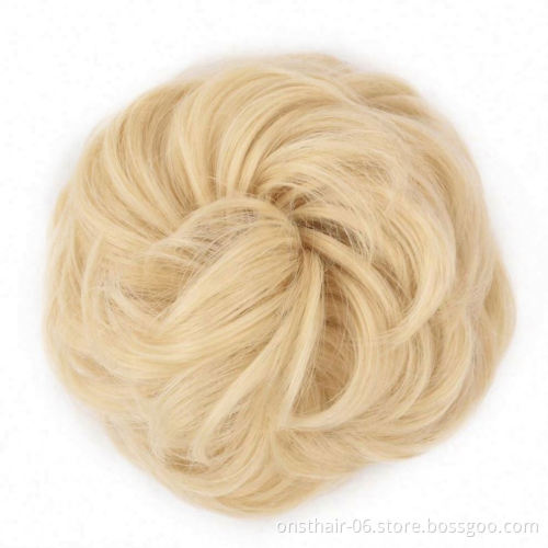 MYZYR Synthetic Curly Elastic Rubber Band Chignon Messy Bun Donut Hairpieces for Women and Kids Wrap On Ponytail Hair Extensions